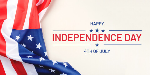 Independence day of USA. Happy 4th of July. Greeting card, background, banner with American National flag.