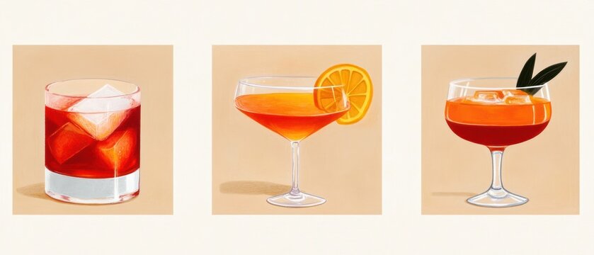 A Trio of Classic Cocktails: Negroni, Aperol Spritz, and Americano