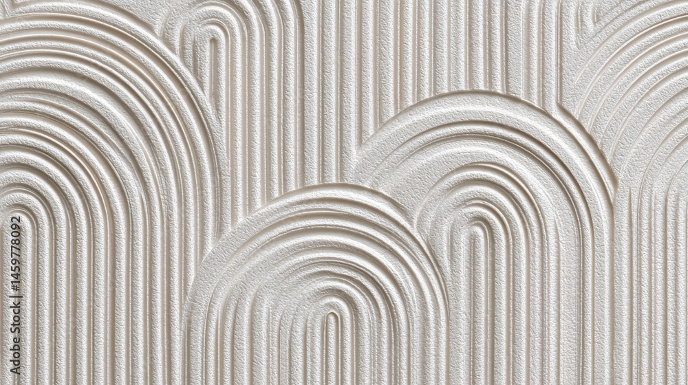 Poster architectural white textured backdrop displaying rhythmic arch pattern, offering minimalist graphic 