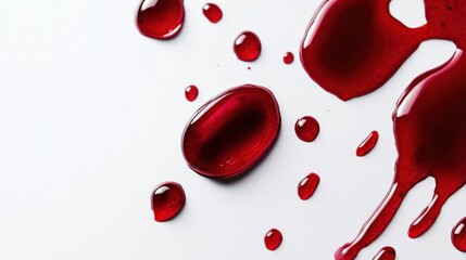 Red Liquid Drops on White Surface