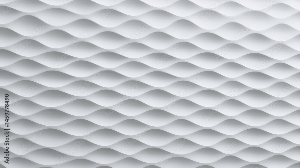 Poster wavy white surface with smooth, undulating lines generating contemporary architectural texture, prov