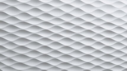 Wavy white surface with smooth, undulating lines generating contemporary architectural texture, providing seamless background pattern highlighting minimalist design aesthetic