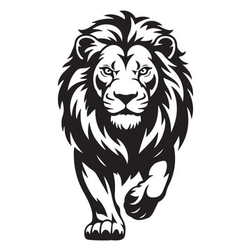A aggresive lion running pose Vector Black silhouettes. with white background