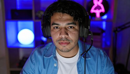 Gaming action by enthusiastic player home setup digital content cozy environment close-up view virtual interaction