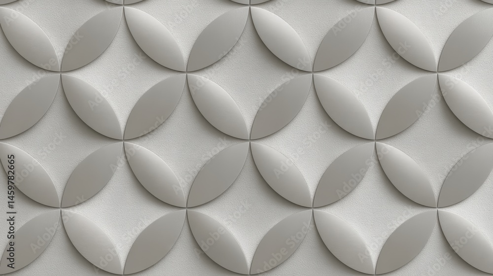 Poster seamless geometric pattern with overlapping petal and scale like shapes, creating a tactile surface 