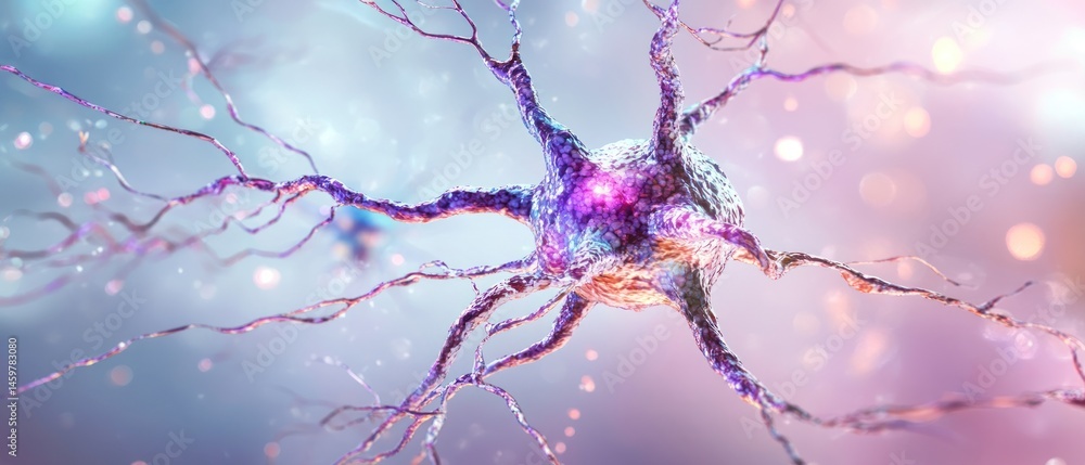 Poster microscopic view of a neuron cell: unveiling the intricacies of the nervous system