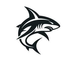 Naklejka premium Aggressive shark mascot logo tribal style vector illustration on a white background