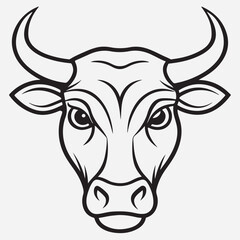 Bull head line art icon