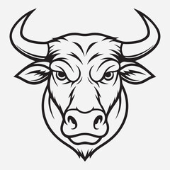 Bull head line art icon