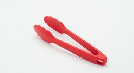Red plastic kitchen tongs