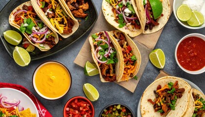 Delicious taco feast mexican cuisine culinary photography gourmet setting close-up view flavorful ingredients for tasty food lovers