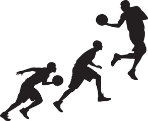 High-Energy Basketball Player Silhouette Vector Illustration Featuring Dynamic Athletes in Motion – Perfect for Sports Graphics, Creative Branding, and High-Impact Marketing Campaigns