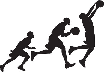 High-Energy Basketball Player Silhouette Vector Illustration Featuring Dynamic Athletes in Motion – Perfect for Sports Graphics, Creative Branding, and High-Impact Marketing Campaigns
