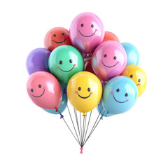 Cluster Of Glossy Oversized Cartoon ballons isolated on a transparent background