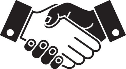Graphic Handshake Symbol Illustrating Agreement Partnership And Collaboration In A Black And White Style