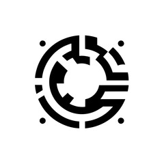 Abstract Circular Black and White Logo Design