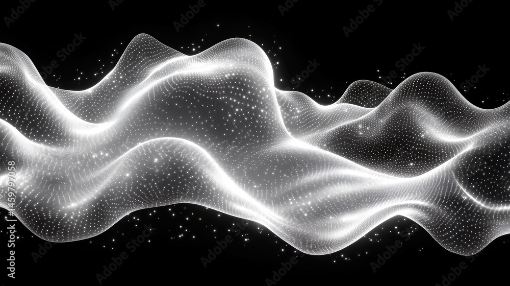 Aufkleber luminous undulating landscape of gleaming data points