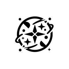 Abstract Stellar Symbol, Black & White, Circular Design