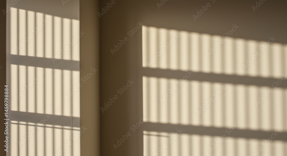 Poster minimalistic sunlight patterns on a wall with soft shadow play
