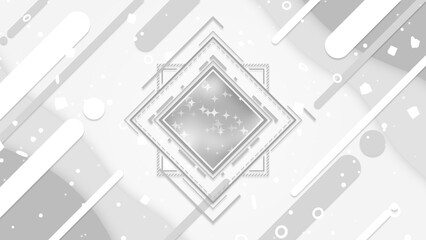 四角形やストライプが並ぶポップな背景 - ホワイト