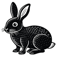 Cottontail Rabbit illustration white background