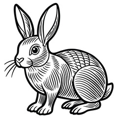 Cottontail Rabbit illustration white background