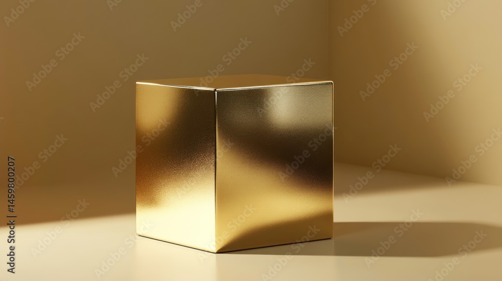 Poster golden cube minimalist product display mockup