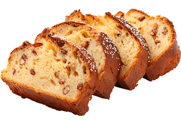 Slices of sweet butter cake isolated on a white background