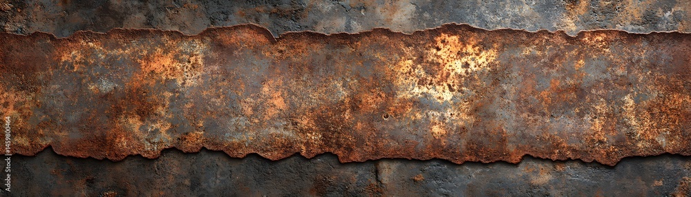 Poster textural detail of aged metal with rust patterns.