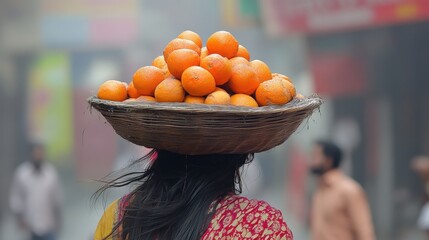 Vendor Selling Fresh Oranges in Nagpur on December Morning