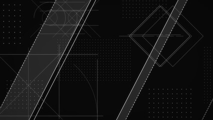 線で構成された設計イメージのスタイリッシュな背景 - ブラック
