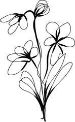 Elegant Black Line Art Floral Bouquet Illustration Simple Minimalist Design