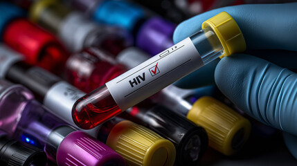 HIV Positive Blood Sample – Medical Testing and Diagnosis Concept