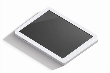 Modern white tablet lying on a flat surface showcasing a sleek and minimalistic design perfect for tech enthusiasts