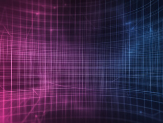 futuristic digital tech background with dark purple and blue gradient, subtle glowing circuit lines, soft grid pattern, abstract technology look