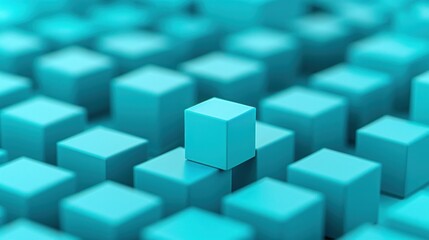Obraz premium Leadership concept of one turquoise box standing out from the crowd. Generated AI