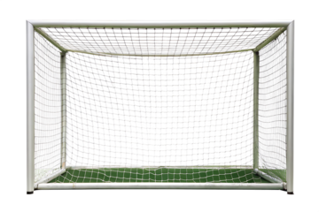 Empty soccer goal with net isolated on white background.PNG