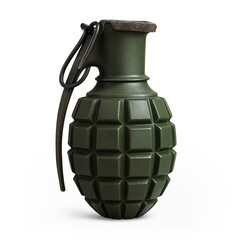 A hand grenade as a symbol of guerrilla warfare and fighting in the military, business, and advertising, with a transparent background and shadow.