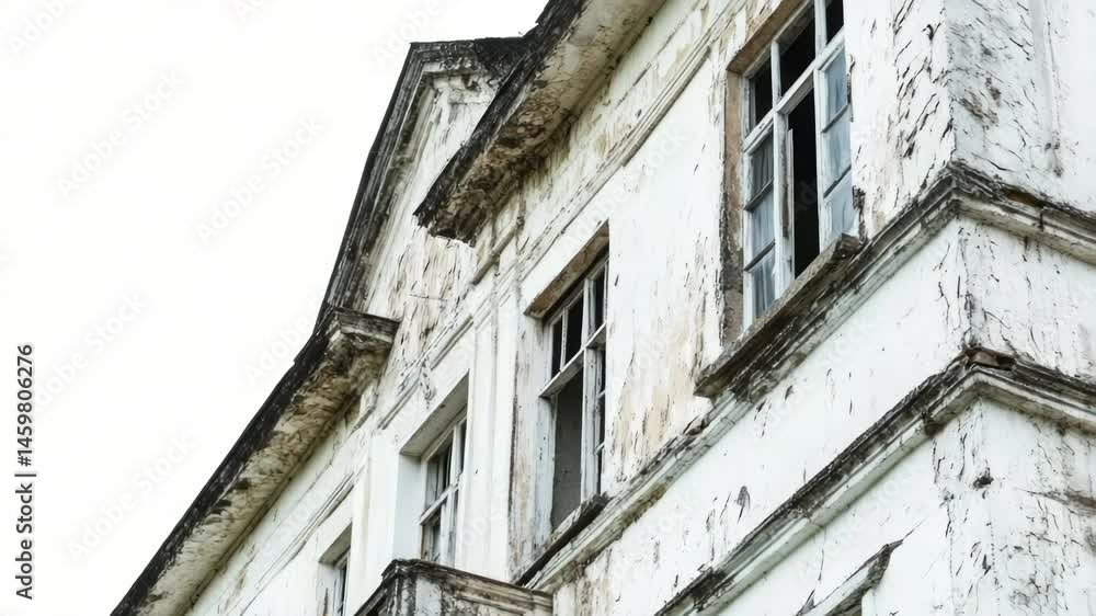 Fototapete a vintage building with a clock face on its side, offering a unique architectural feature