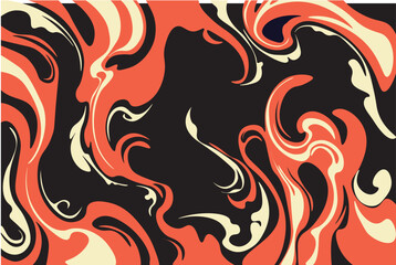 Abstract background with orange and beige swirls on a black backdrop