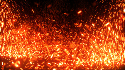 降り注いだのち地面で跳ねる火花 - レッド