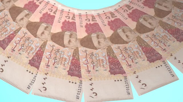 Gilded Looping Design 5000 Rupee Curency of Pakistan