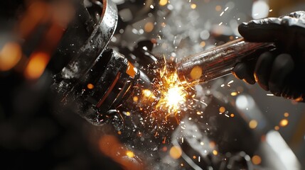 Intense Welding Sparks During Automotive Repair