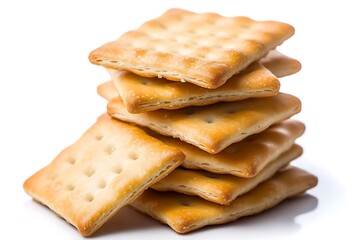 Fototapeta premium A stack of crackers isolated on a white background