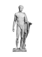 Classical roman marble statue of Hermes, black and white ancient God sculpture
