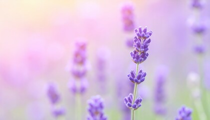 Naklejka premium Lavender blooms displaying tranquility in a serene garden floral photography soft focus nature's beauty