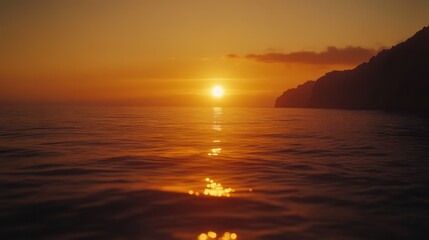 Obraz premium A cinematic scene bathed in golden-hour glow