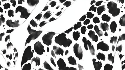 Black and White Leopard Seamless Pattern. Watercolor Hand Drawn Cheetah Print. Wild Skin Exotic Texture. Geometric Fur background. Leopard and Jaguar Leather. Watercolour Hand Painted Skin Pattern. i