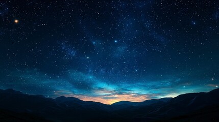 Fototapeta premium astrology, planetary alignment concept Starry night sky with constellations above mountain silhouettes.