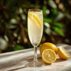 Chilled lemonade served in a refined champagne flute